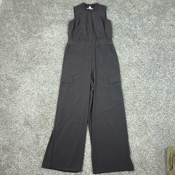 Athleta Pants - Athleta Jumpsuit Womens 10 Gray Brooklyn Utility Wide Leg Zip Pockets Travel